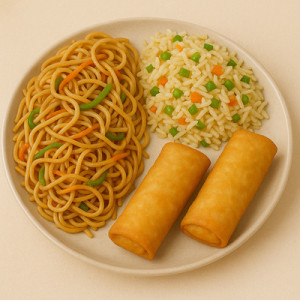 Chowmein, Fried Rice, Spring Rolls