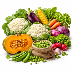 Seasonal Vegetables (Peas, Cauliflower, Pumpkin, etc.)